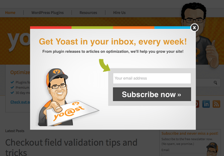 Yoast's popup form